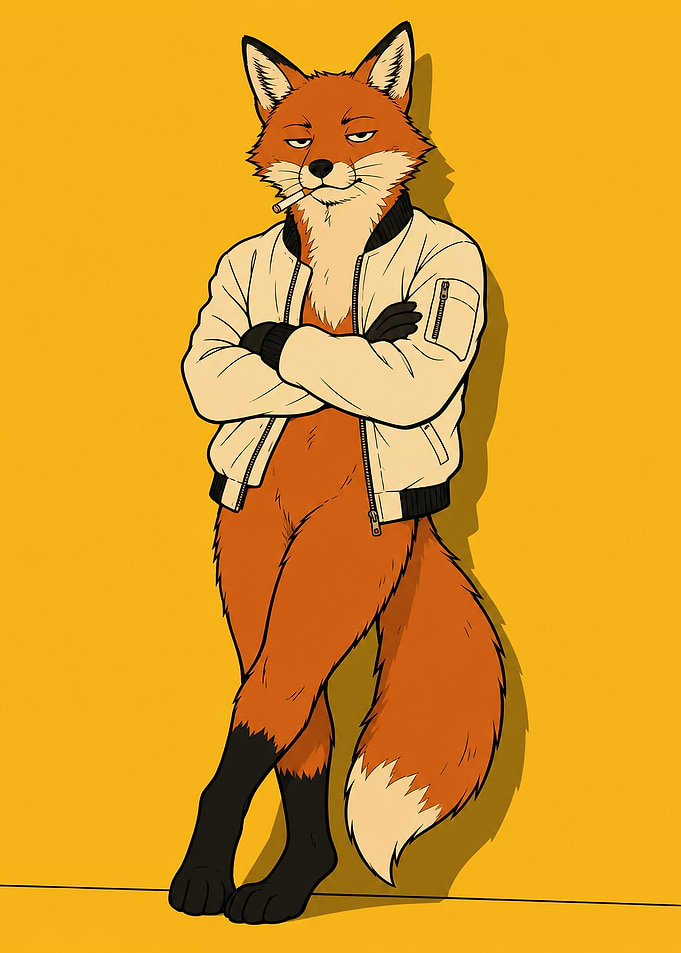 Cool Anthropomorphic Fox in Bomber Jacket