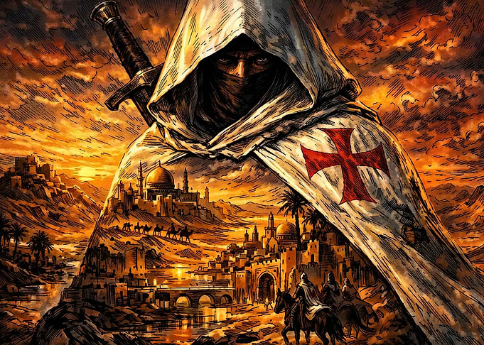 Crusader Knight Double Exposure Art