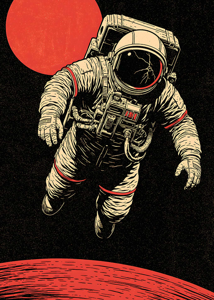 Astronaut Floating in Deep Space