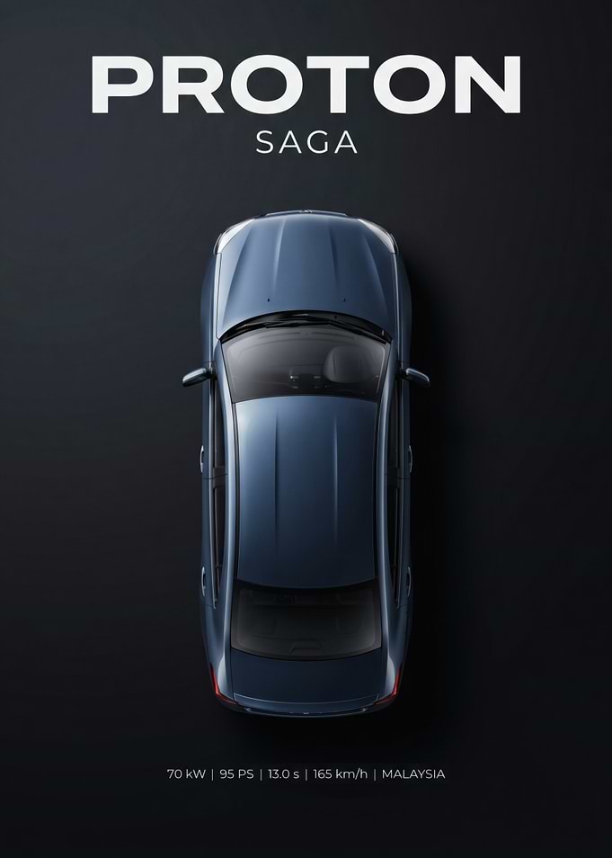 Proton Saga Top View Poster