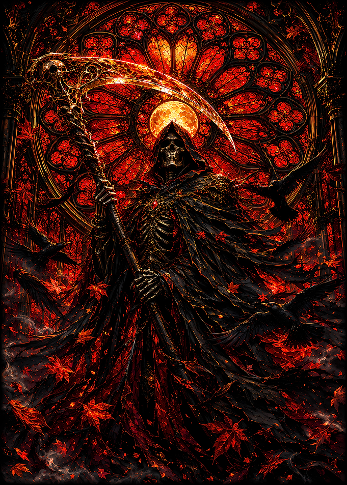 Grim Reaper with Scythe and Ravens