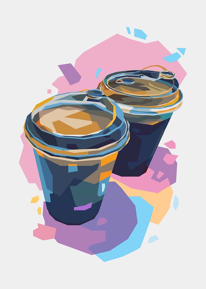 Pop Art Coffee Cups Illustration