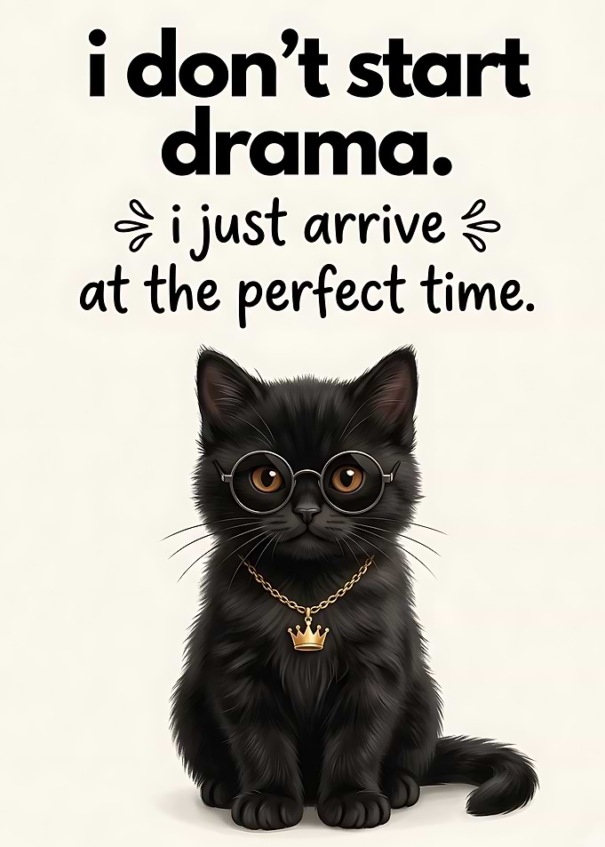 Funny Black Cat With Crown Necklace