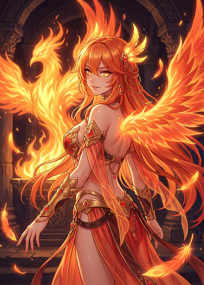 Anime Phoenix Goddess Fantasy Art
