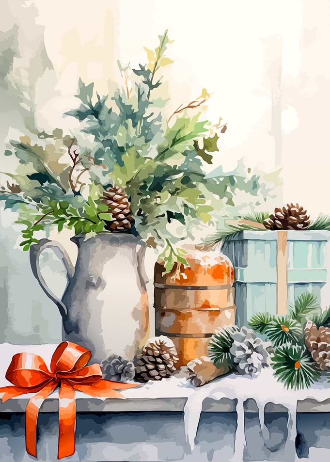 Rustic Winter Holiday Still Life