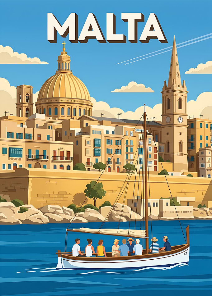 Vintage Malta Travel Poster