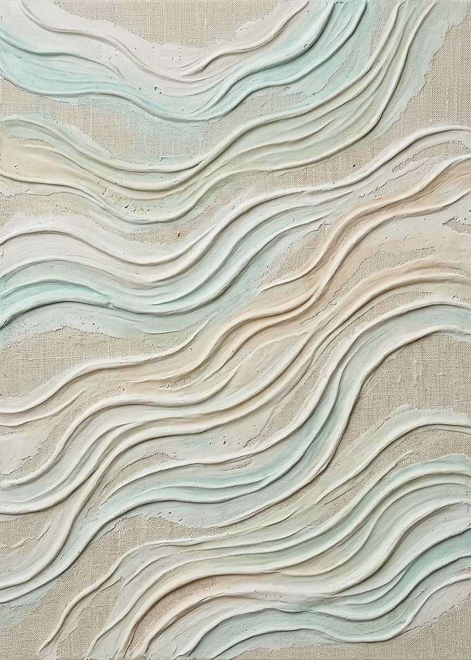 Tidal Ripple Contours Oat Linen Art