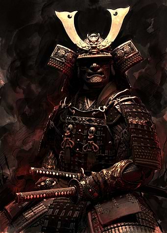 Intimidating Samurai Warrior in Traditional Armor