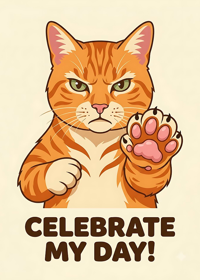 Grumpy Orange Cat Celebrate My Day