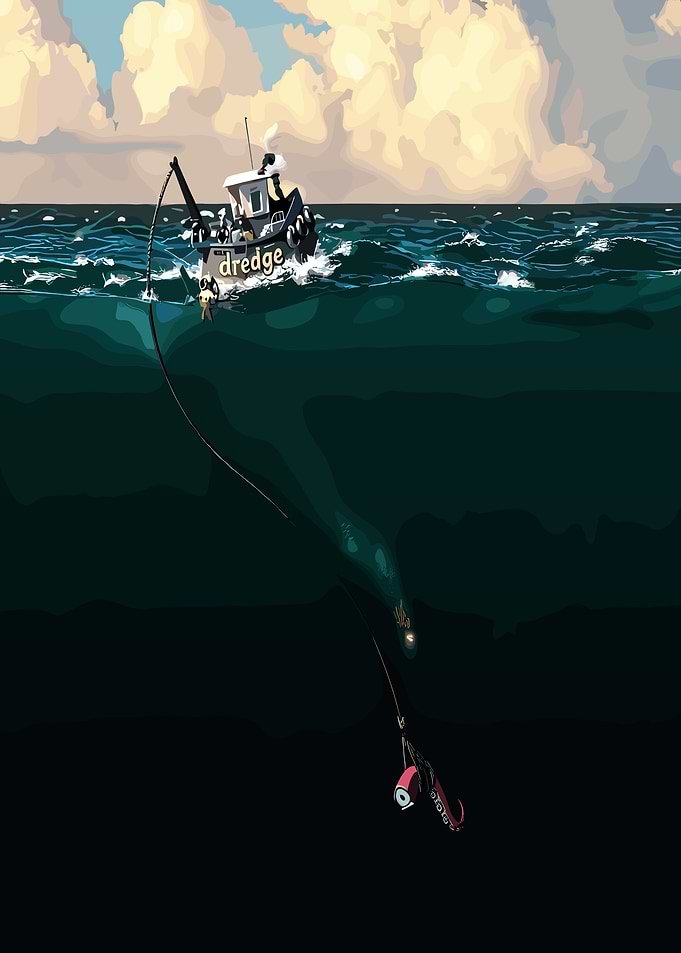 Dredge Fishing Boat Illustration