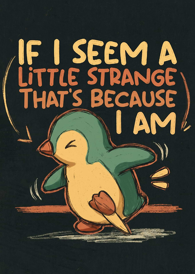 Cute Penguin Strange Quote Illustration