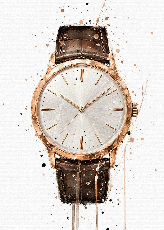Watercolor Illustration of Luxury Wristwatch