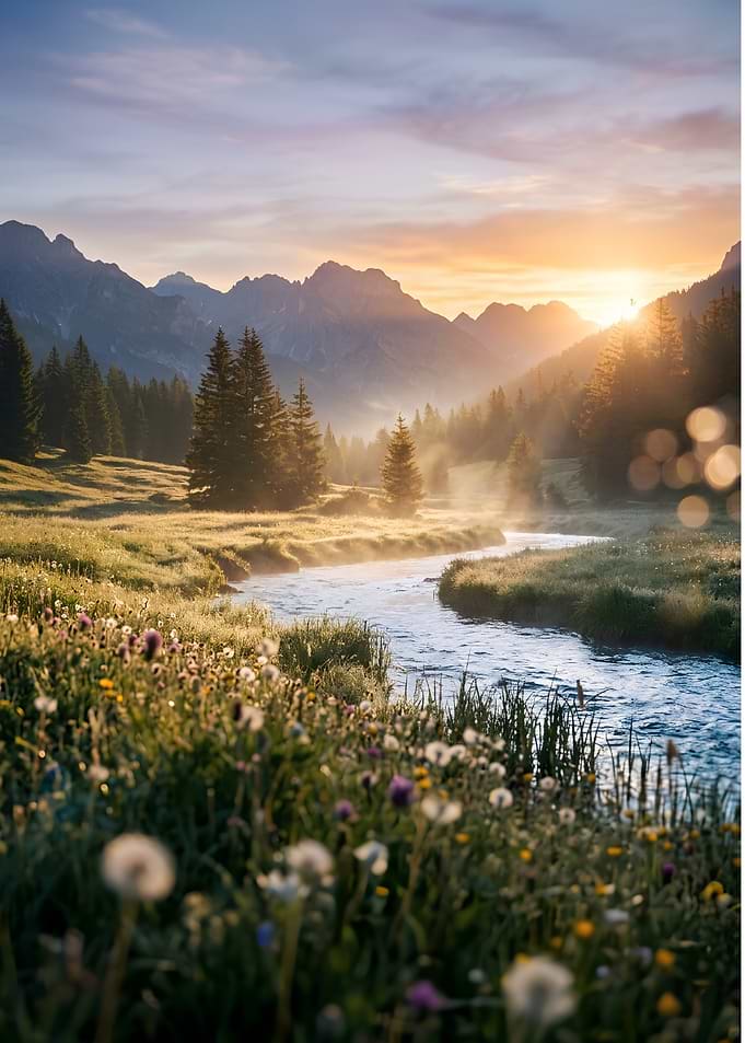 Summer Dawn in the Mountains