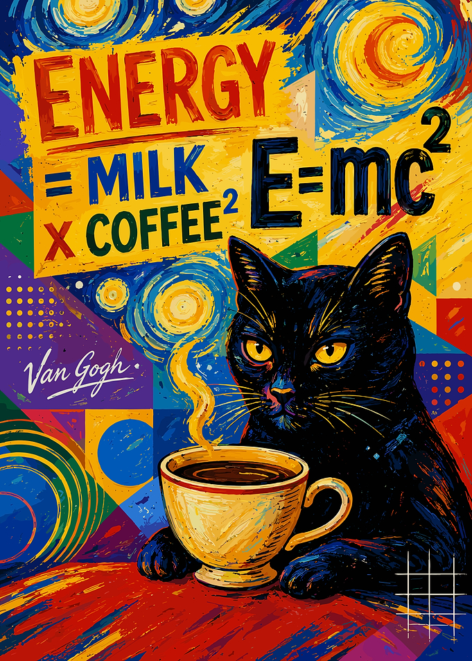 Van Gogh Style Black Cat Coffee