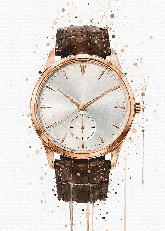 Watercolor Illustration of Luxury Wristwatch