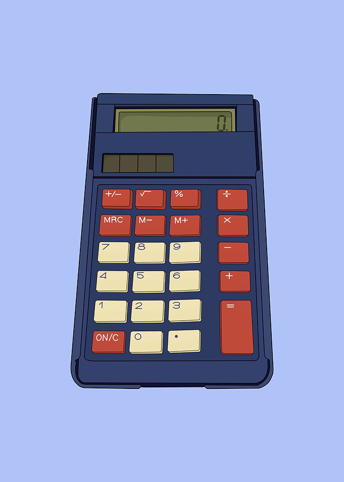 Vintage Style Desktop Calculator Illustration