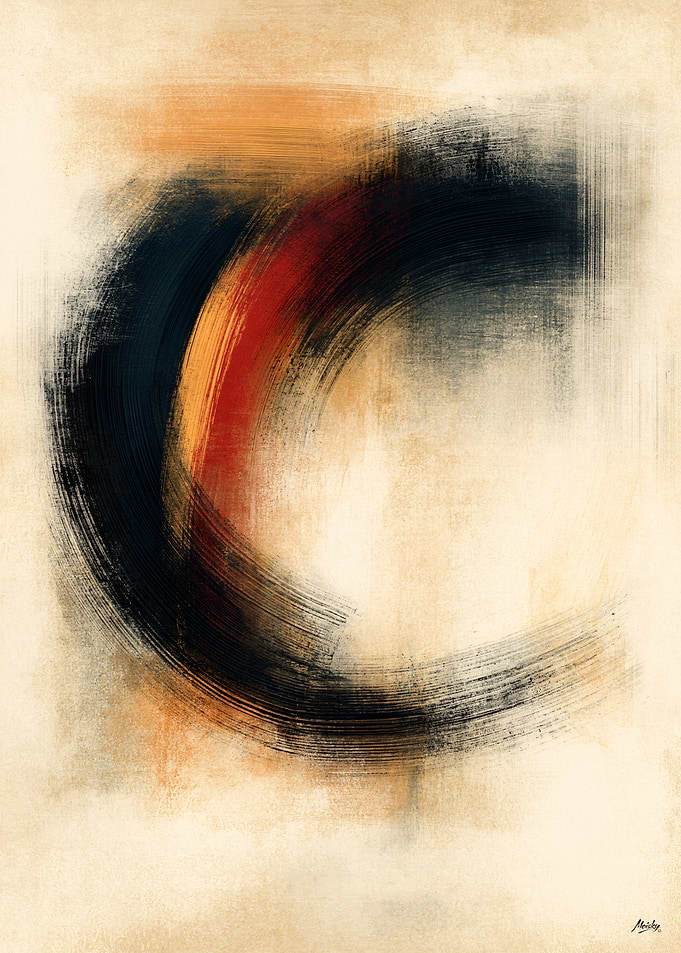 Sumi Zen Abstraction No. 01 – Ember Enso Abstract Wall Art