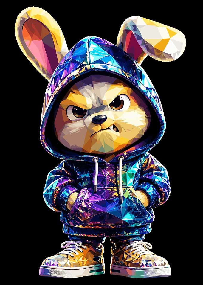 Angry Low Poly Bunny in Hoodie