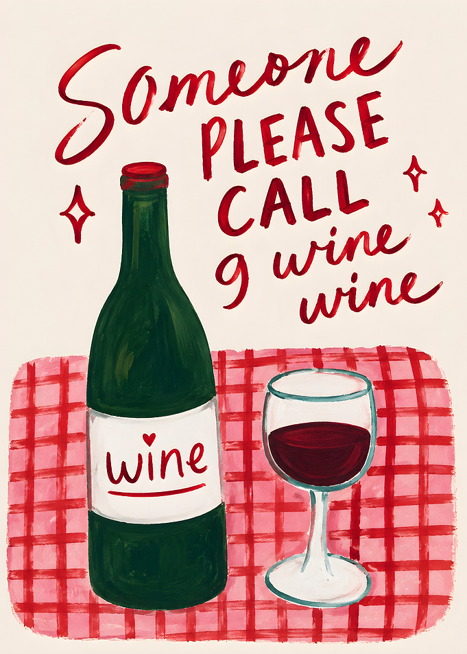 Funny Wine Illustration