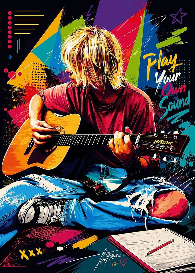 Grunge Musician Playing Acoustic Guitar