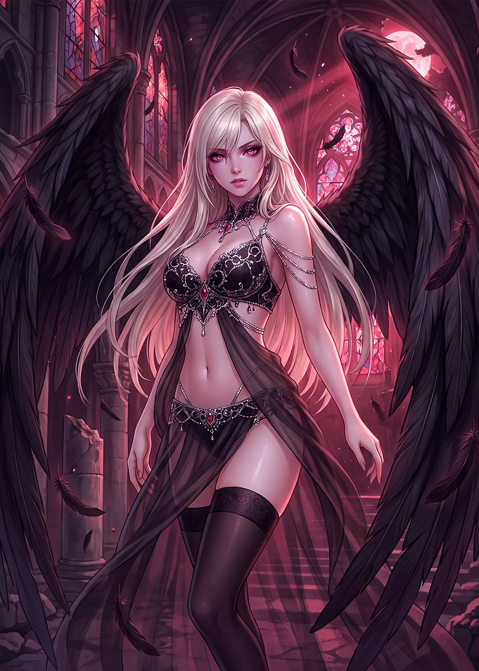 Fallen Angel in Gothic Cathedral
