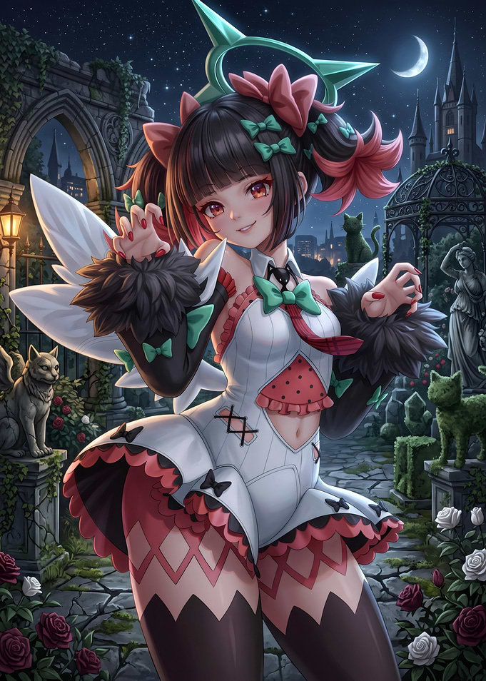 Anime Girl in Gothic Garden