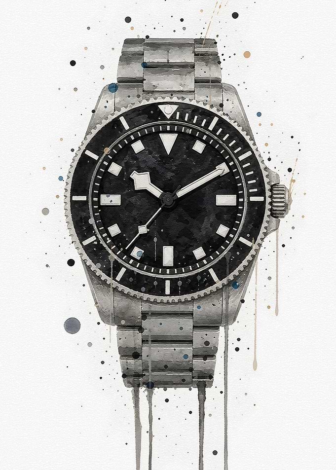 Watercolor Style Luxury Dive Watch