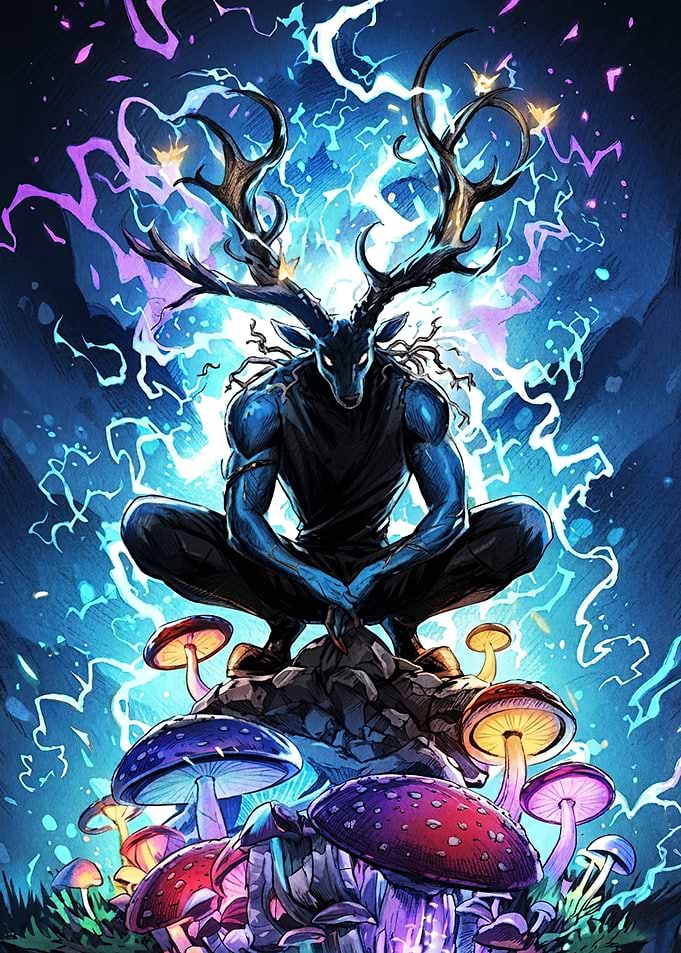 Mystical Deer Spirit in Electric Forest
