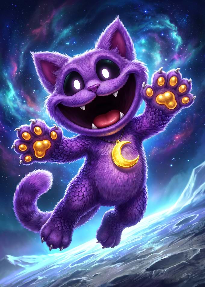 Purple Cosmic Cat Creature