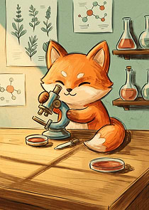 Cute Fox Scientist in Laboratory