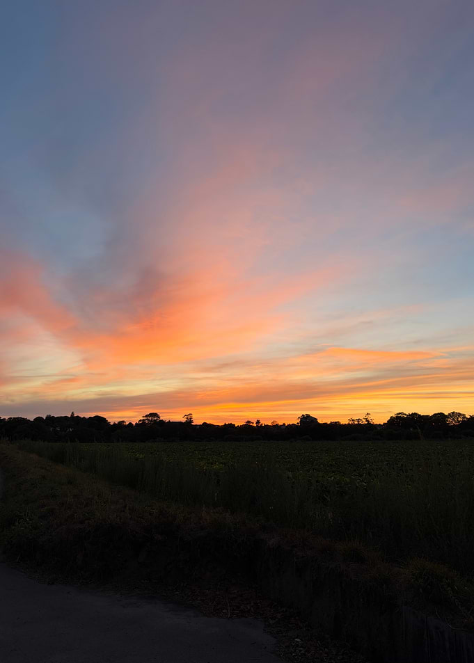 Vibrant Sunset Over Rural Landscape