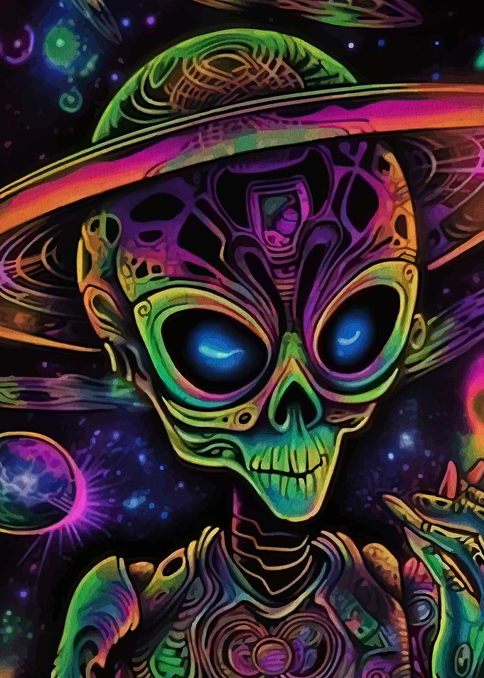 Psychedelic Alien in Space Art