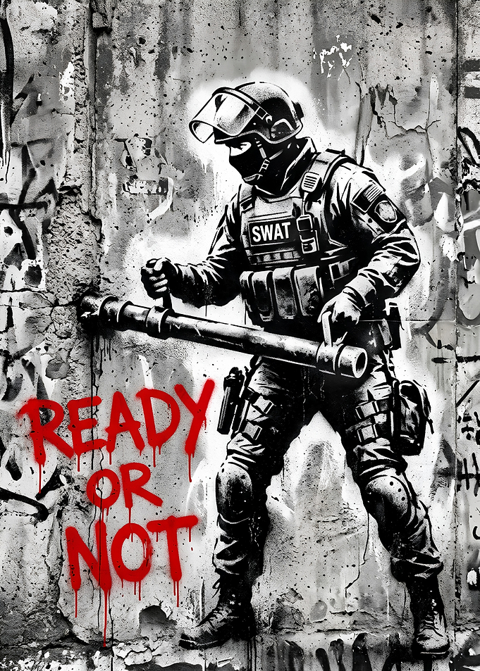 SWAT Officer Graffiti Art Print