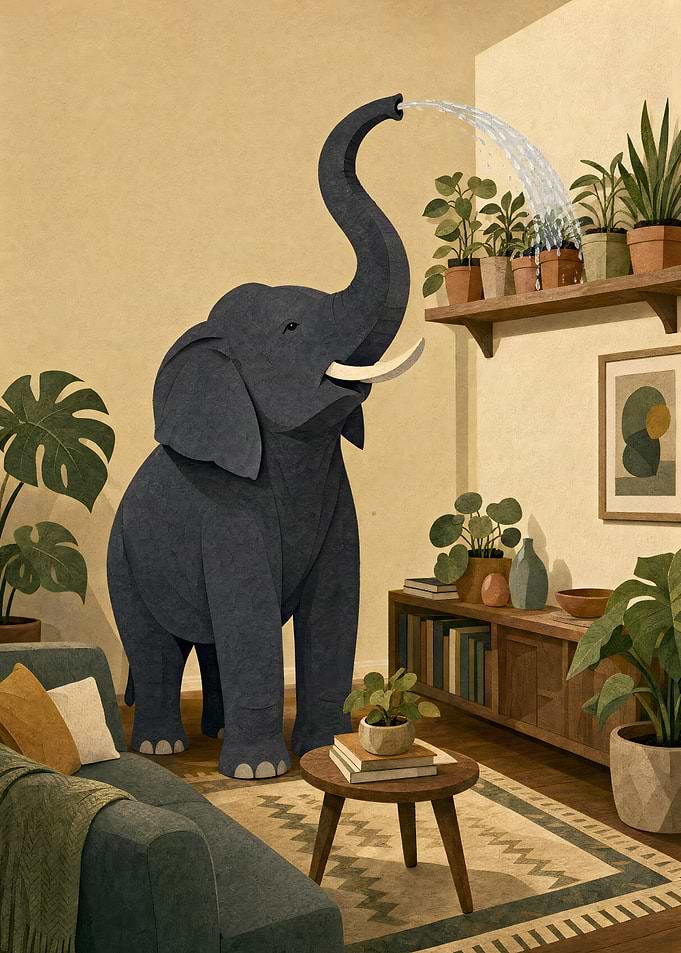 Elephant on Houseplant Duty