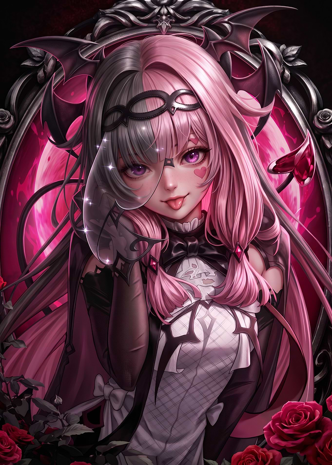 Anime Succubus Girl with Pink Hair