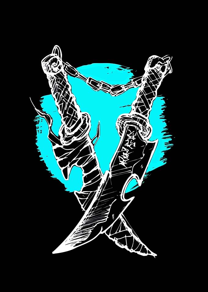 Crossed Fantasy Daggers with Cyan Glow