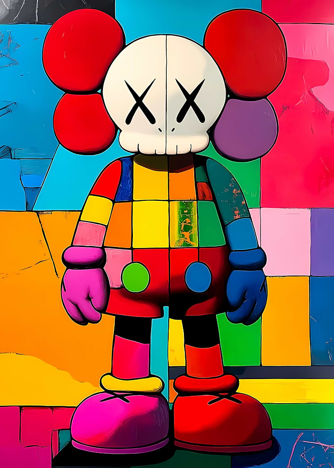 Colorful KAWS Companion Art Print