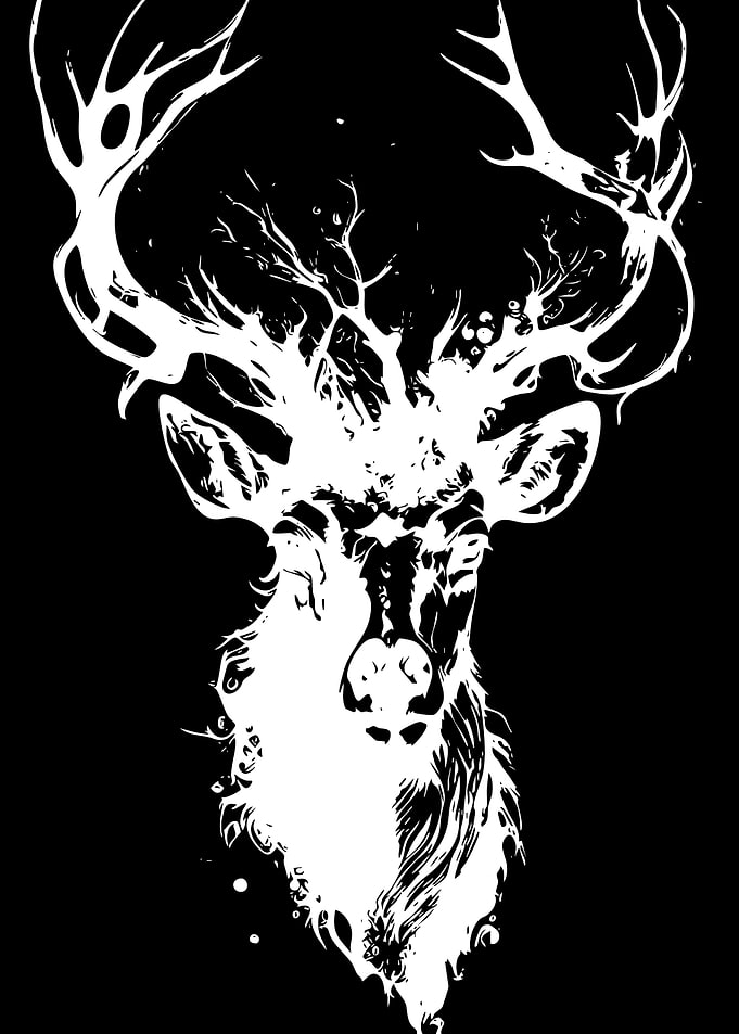 Abstract White Deer Silhouette