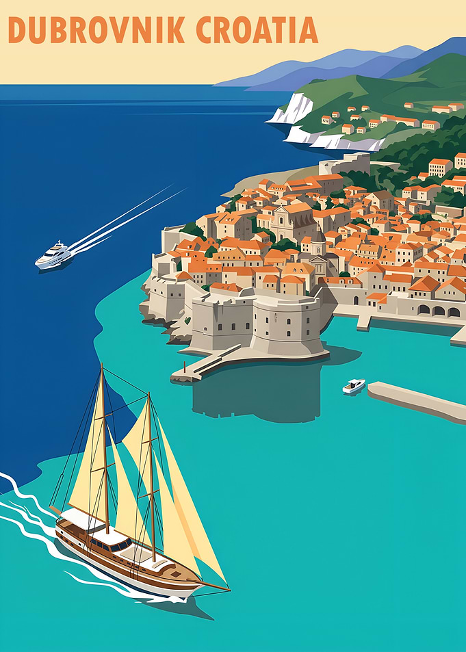 Dubrovnik Croatia Travel Poster