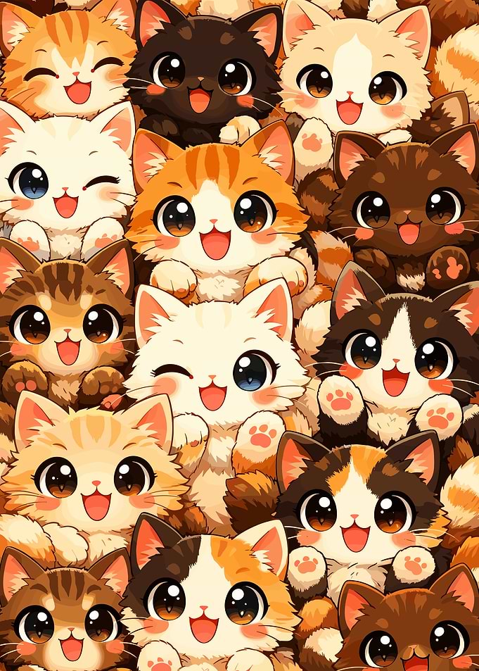 Adorable Chibi Kitten Pattern