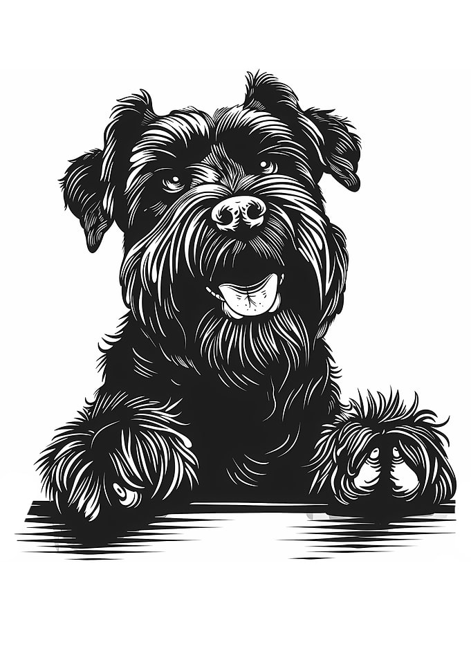 Black and White Bouvier des Flandres Portrait