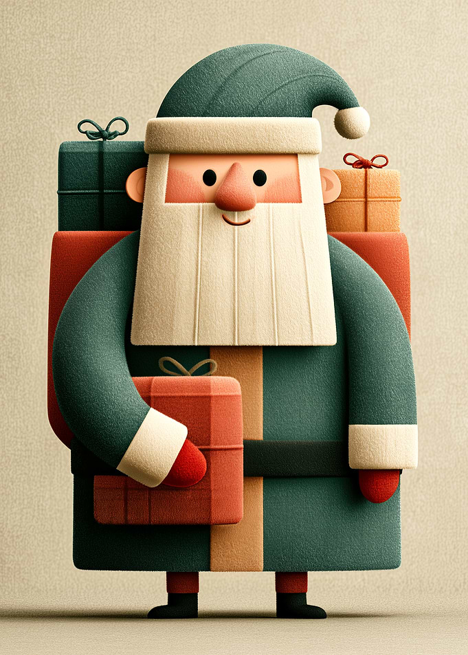 Minimalist Green Santa Claus Illustration