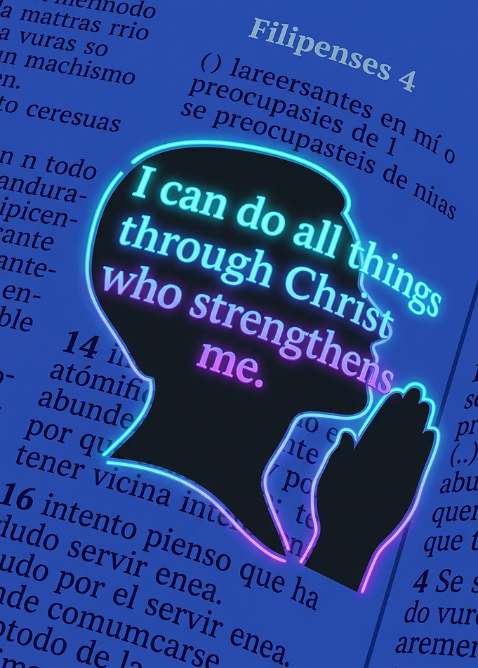 Philippians 4:13 Neon Bible Verse Art