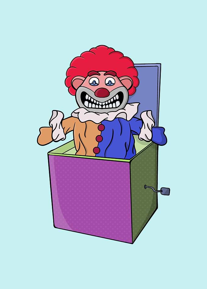Creepy Jack-in-the-Box Clown Illustration