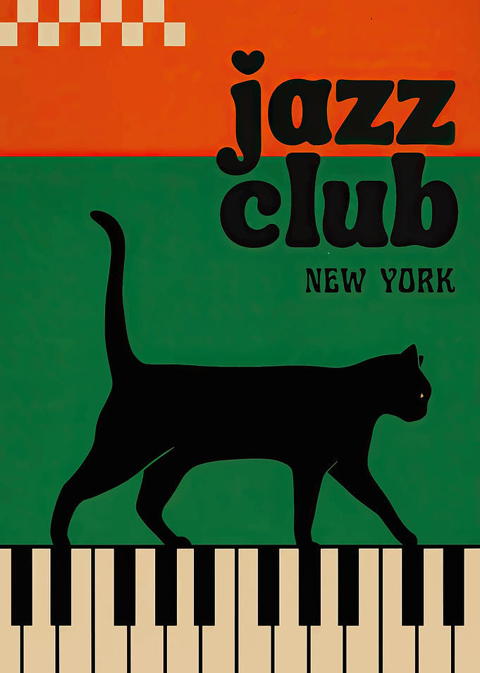 Jazz Club New York Cat Poster