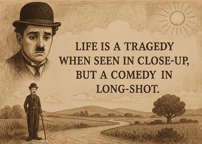 Charlie Chaplin Inspirational Quote Art