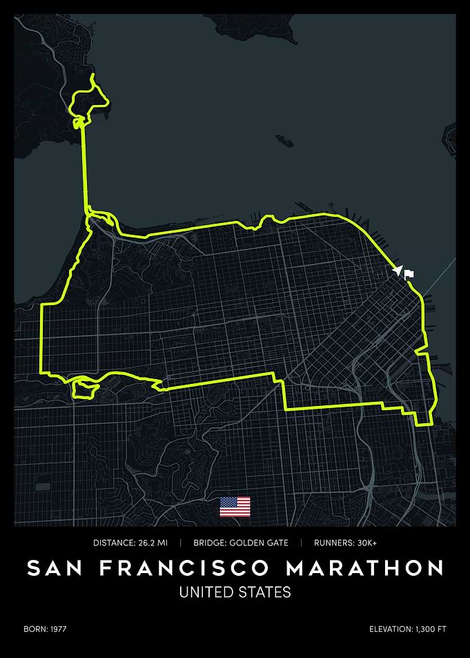 San Francisco Marathon Route Map Poster