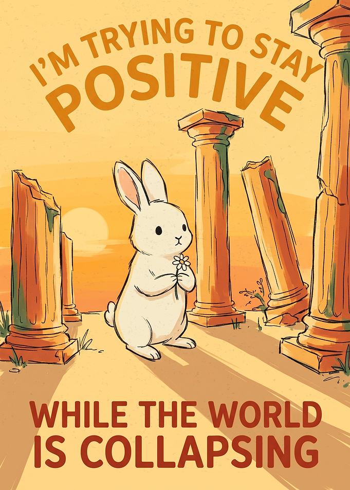 Cute Rabbit Staying Positive Poster