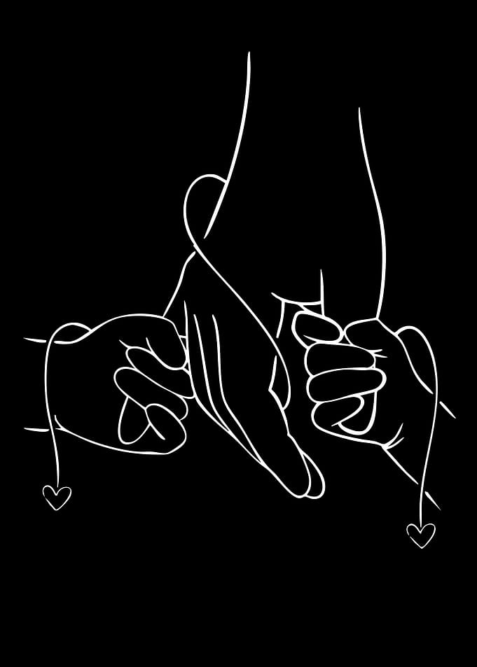 Minimalist Line Art of Family Hands