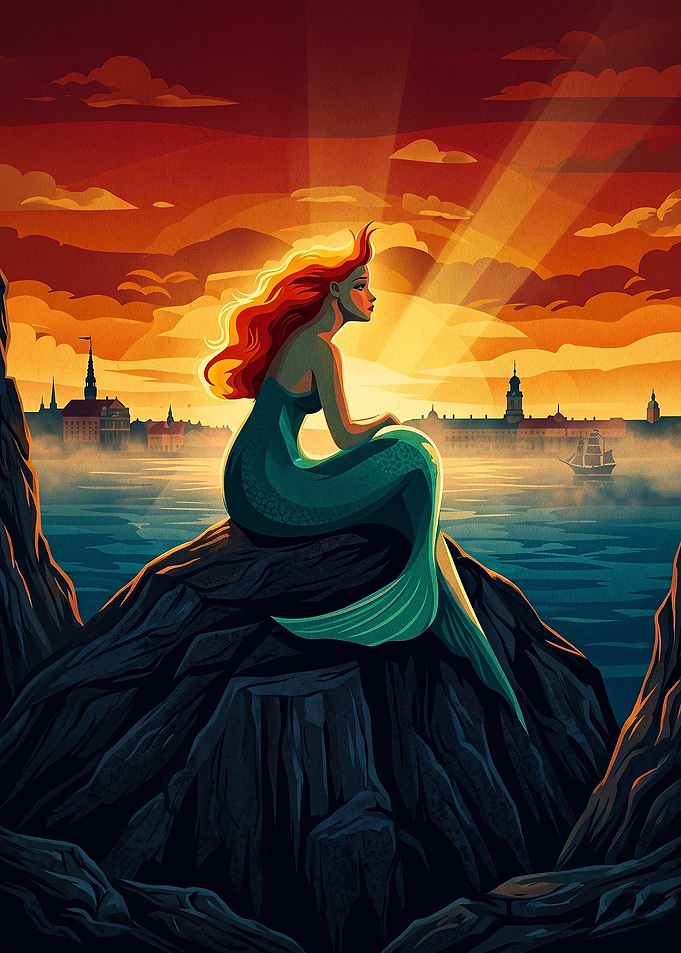 The Little Mermaid Sunset Silhouette